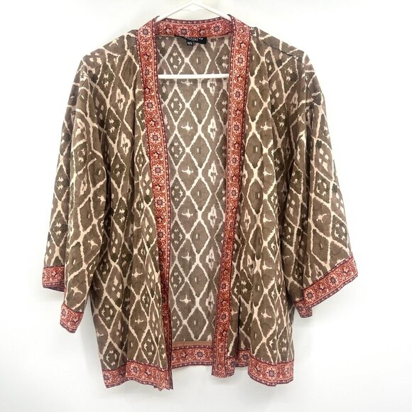 Feathers by Tolani Gray Burgundy Open Front Cardigan Blouse Women's O/S Modal - Picture 1 of 4